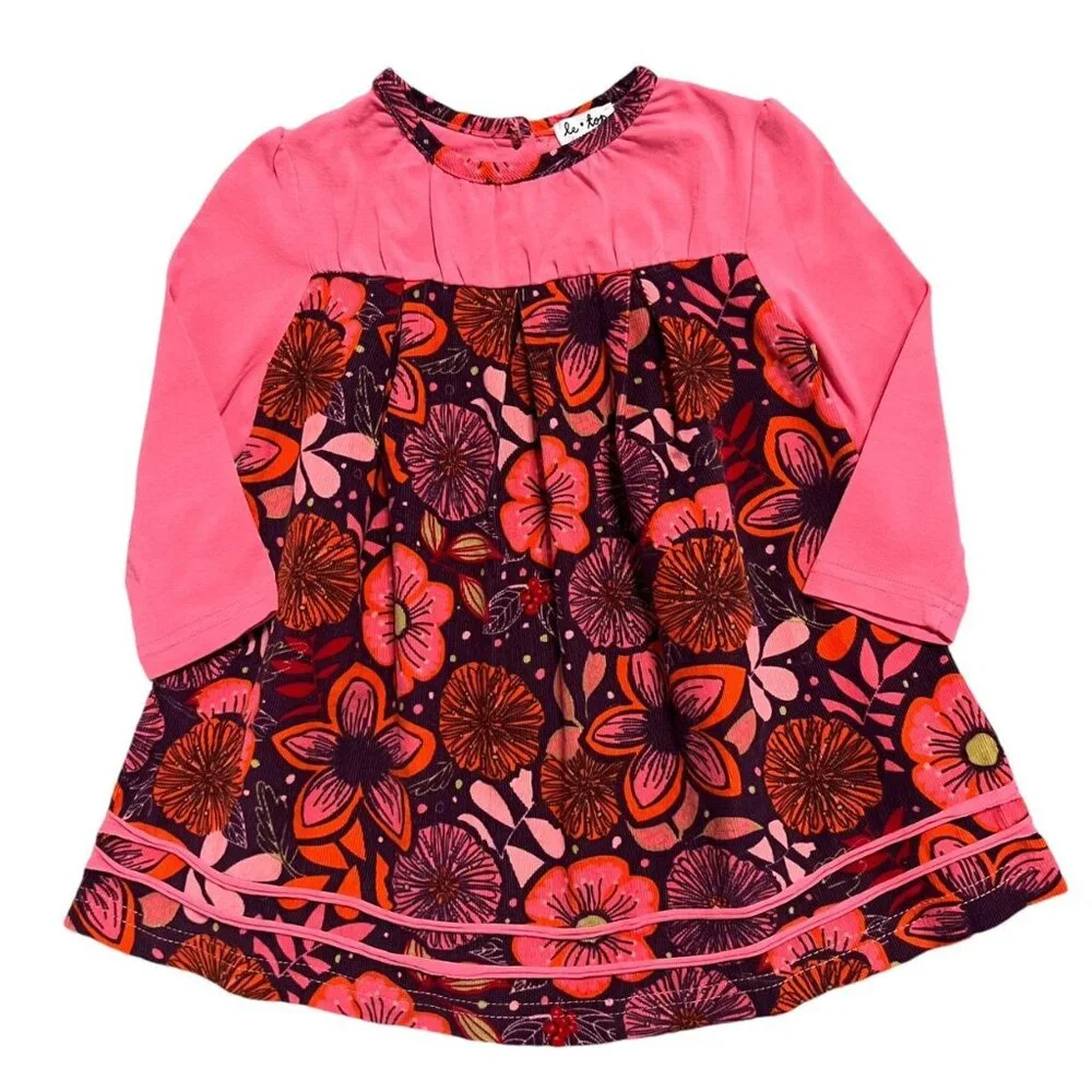 Le Top 18m Purple & Pink Floral Corduroy Dress
